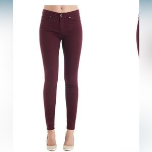 Ag Adriano Goldschmied Farrah High Waist Skinny Jean Burgundy Size 27